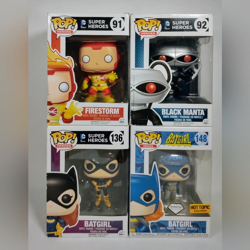 Batman Funko Pops Batgirl, Firestorm, and Black Manta